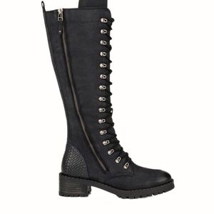 Vintage Foundry Henrietta Tall Black Leather Lace-Up Boots Combat Style SZ8 NWOT